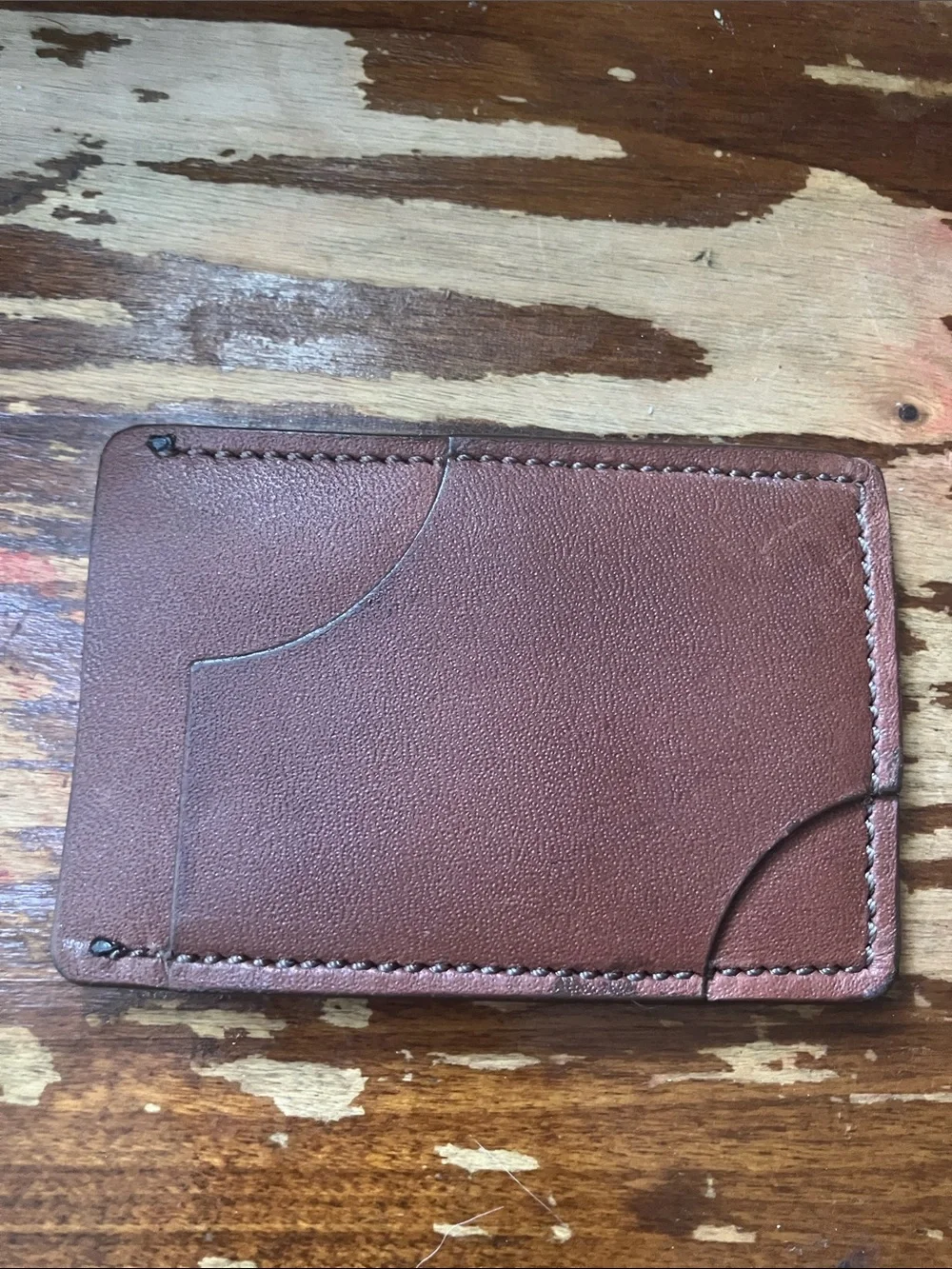 Brown Genuine Leather Card Sleeve Wallet - Slim Mens Card Holder